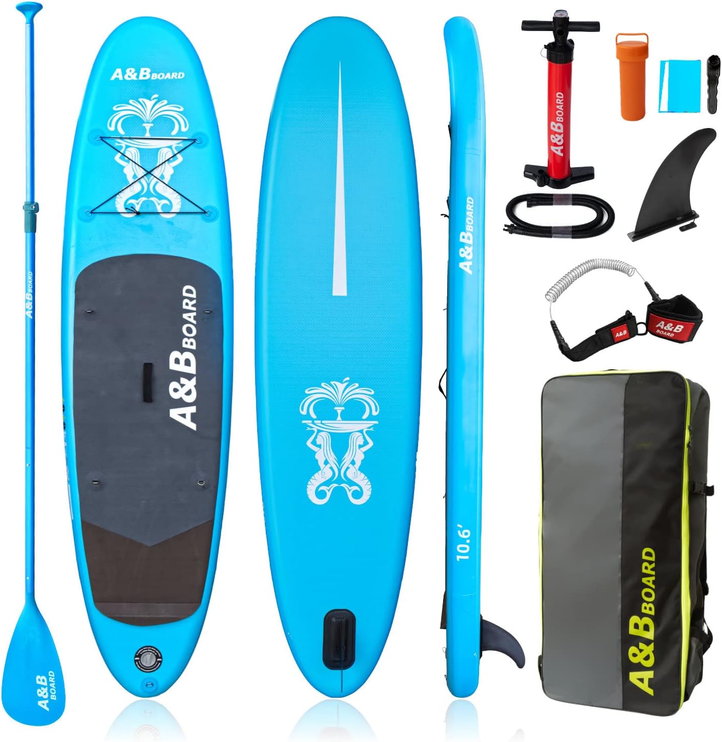 A&BBOARD Inflatable SUP Stand Up Paddle Board，10'6''x32''x6'' Paddle Board Accessories Paddle Board Standing for Youth & Adult, for All Skill Levels