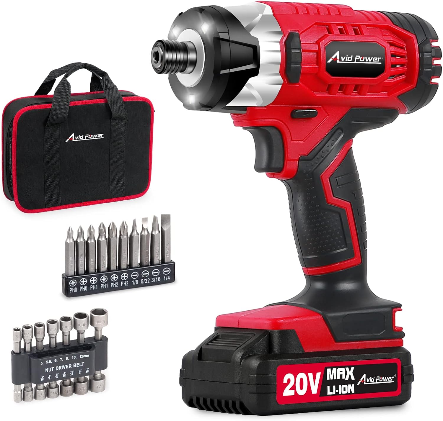 Impact Driver Kit, 180N.m. 20V Cordless 1/4