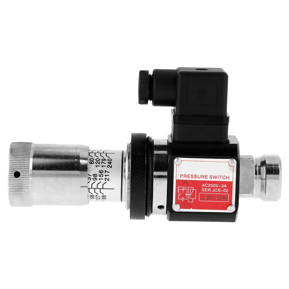 Pressure Relay Straight Through Tube Hydraulic Pressure Relay Switch Valve 30-210kg/cm² for Pneumatic,Hydraulic and Oil System Pack of 2