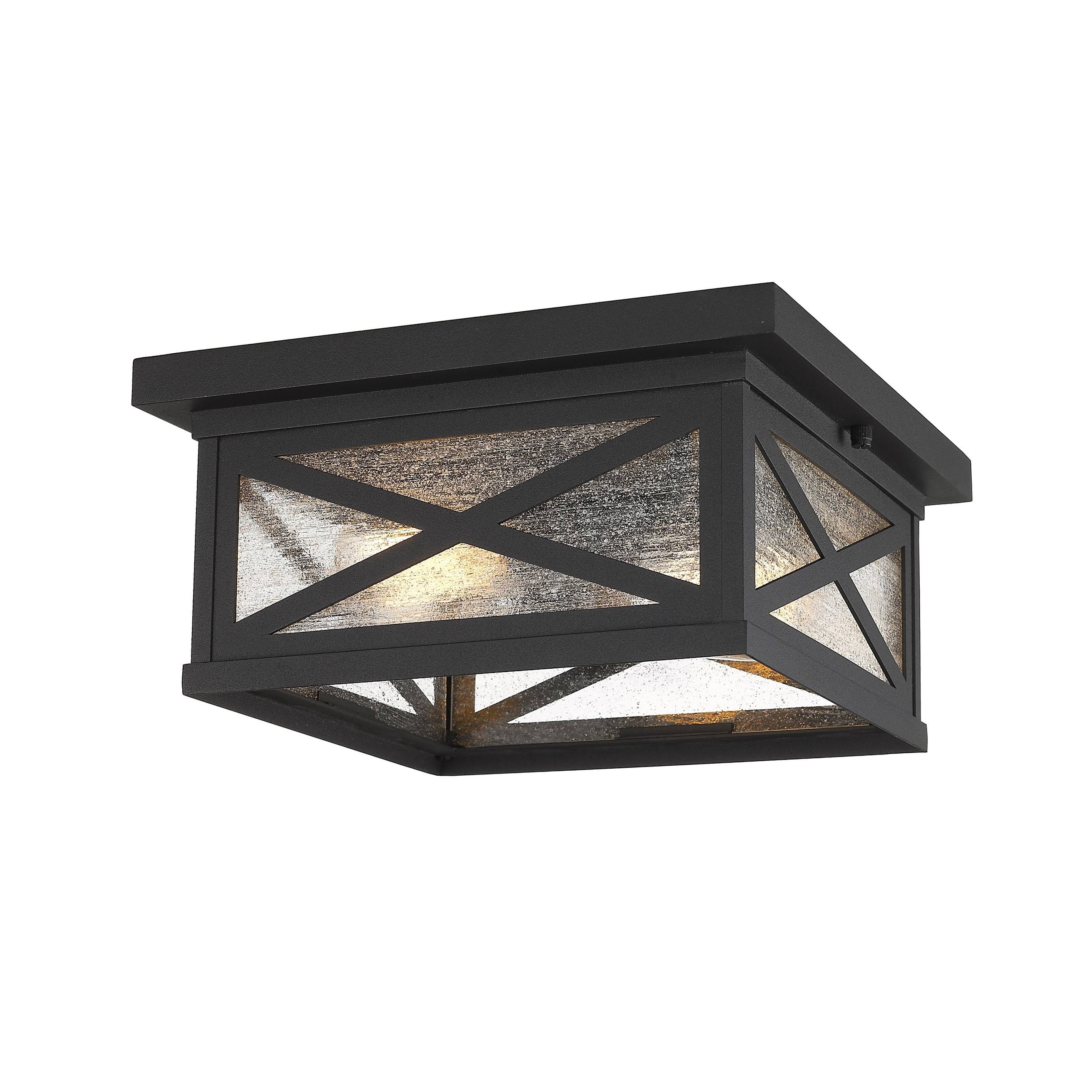 Z Lite 2 Light Outdoor Flush Ceiling Mount Fixture 583F BK (Black)