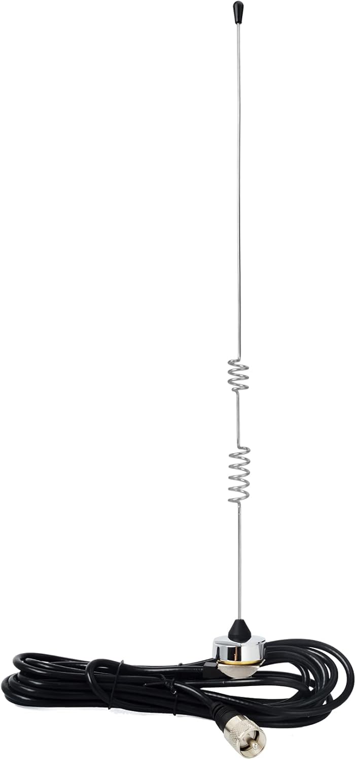HYS Amateur Dual-Band NMO 17.13 inch Antenna VHF 144Mhz & UHF 430MHz for 2 Meter 70 Centimeters Mobile Radios w/ 13ft RG-58 Coax Cable PL-259 UHF Male Mount Pack of 2