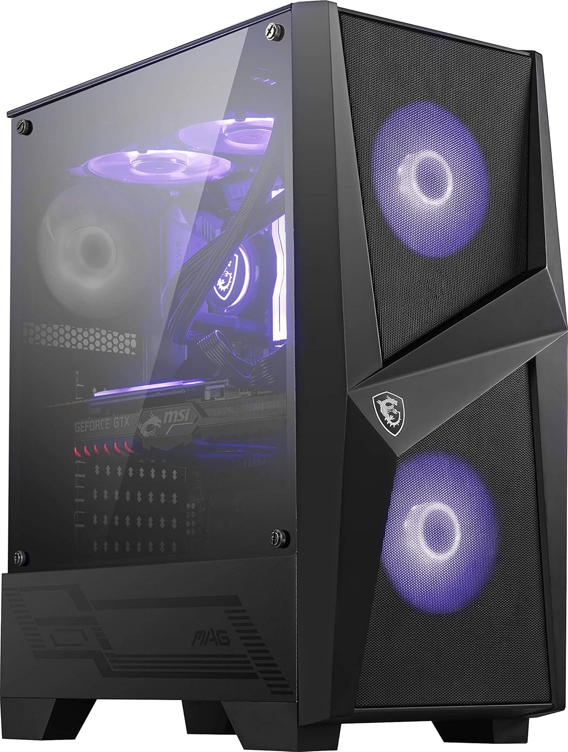 MSI MAG Series FORGE 100R, Mid-Tower Gaming PC Case: Tempered Glass Side Panel, ARGB 120mm Fans, Liquid Cooling Support up to 240mm Radiator, Mesh Panel for Optimized Airflow Pack of 2