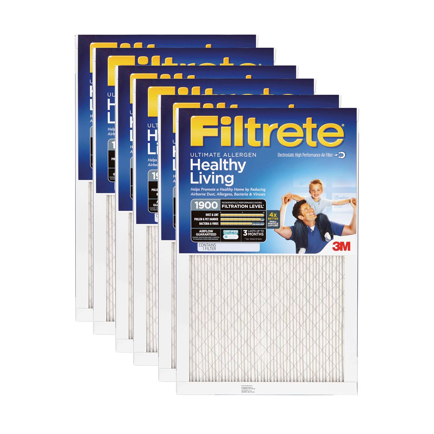 3M 1900 Ultimate Allergen Filter - 20x25x1 (6-Pack)