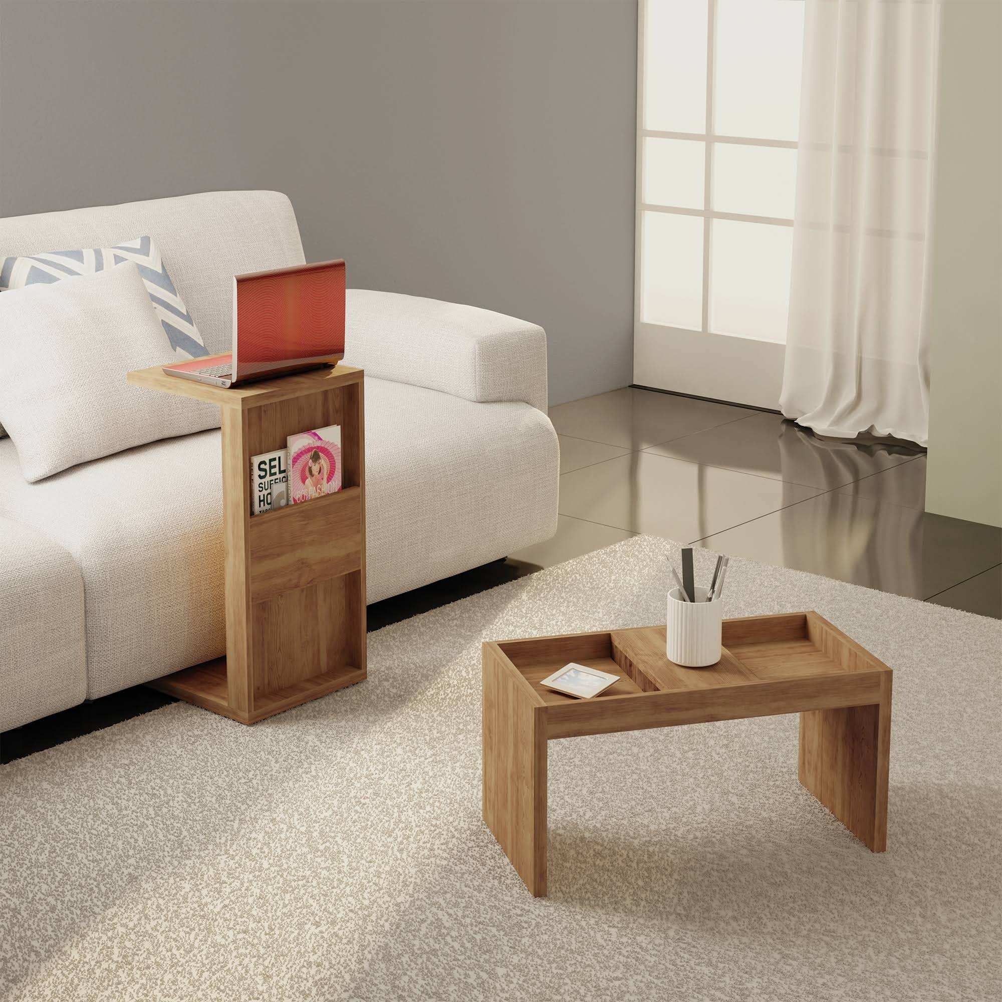 Manhattan Comfort Nature Marine Accent End and Coffee Table - Set of 2