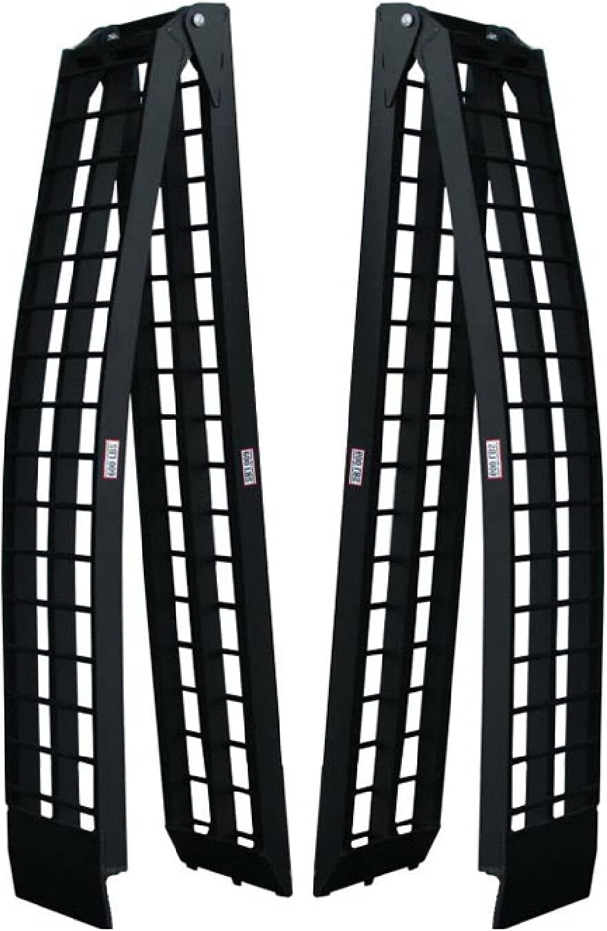 Titan Ramps Pair of 10 FT Folding Arch Ramps, Aluminum Frame, 1,200 LB Capacity, Safety Straps