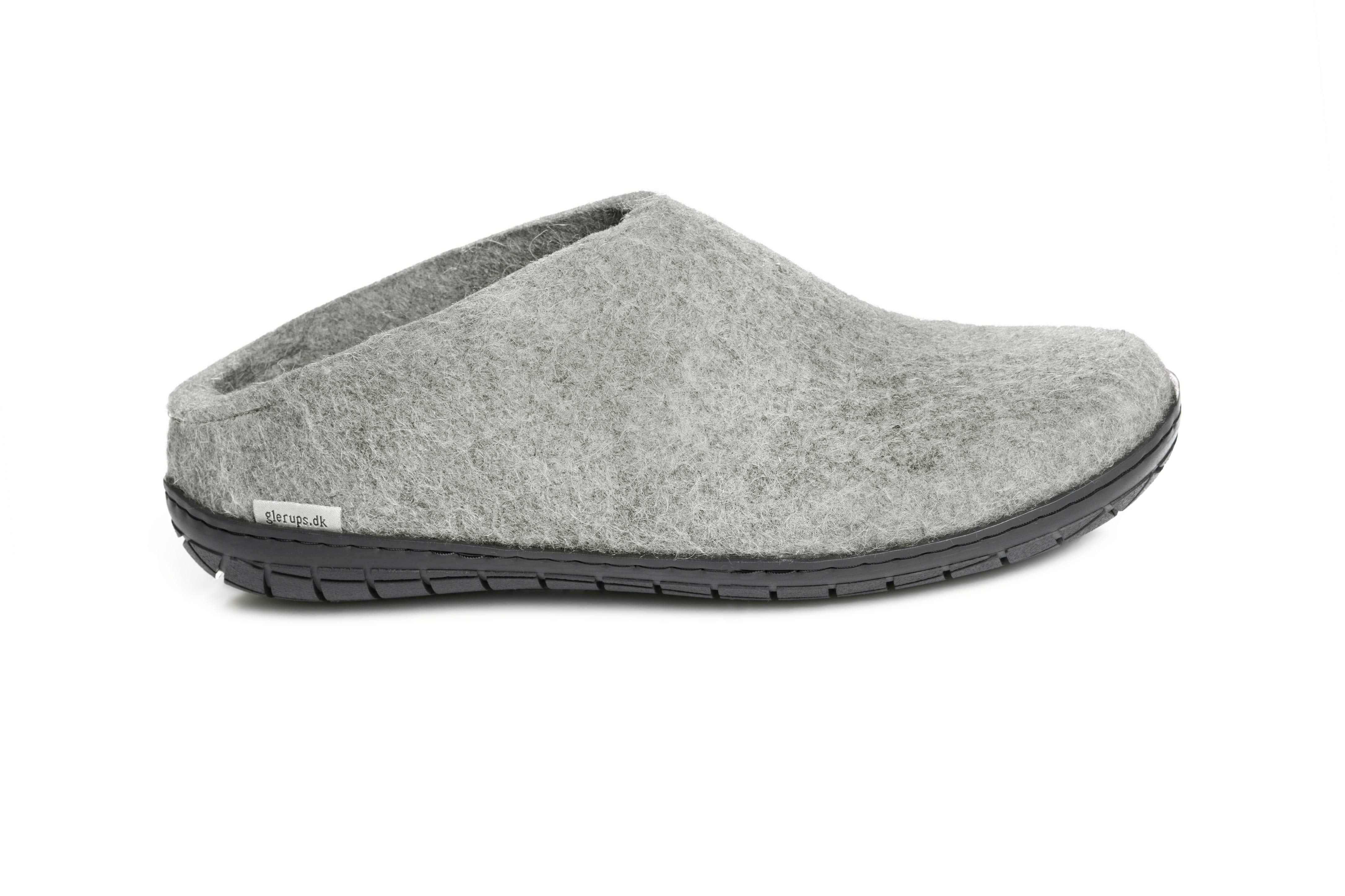 Glerups BR-01-02: Wool Rubber Grey/Black Rubber Slip-On (43)
