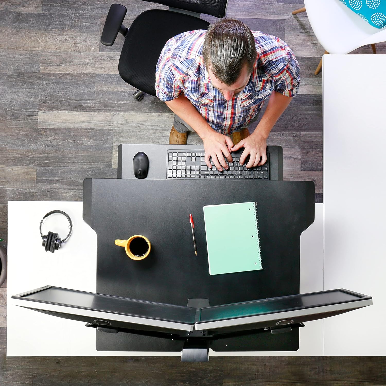 Ergotron – WorkFit-TX Standing Desk Converter, Dual Monitor Sit Stand Ergonomic Desk Riser for Tabletops – 32 Inch Width, Black