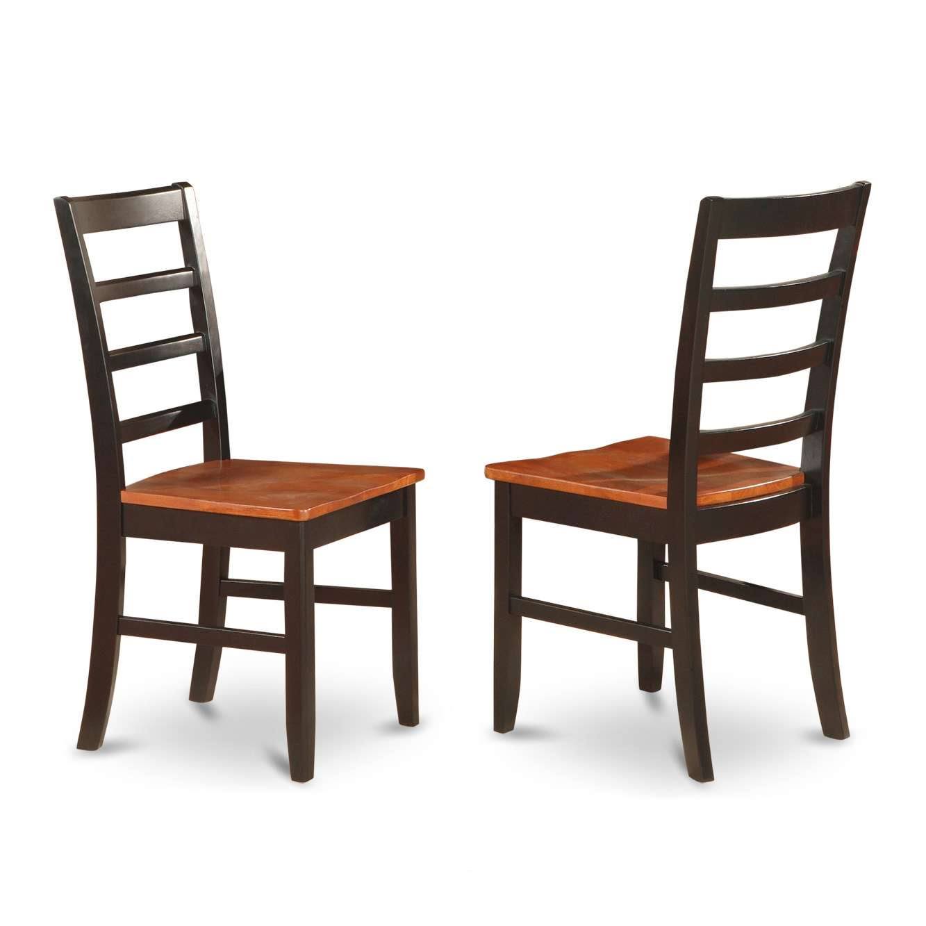 East West Furniture Parfait Chair with Wood Seat - Black u0026 Cherry Finish., Set of 2