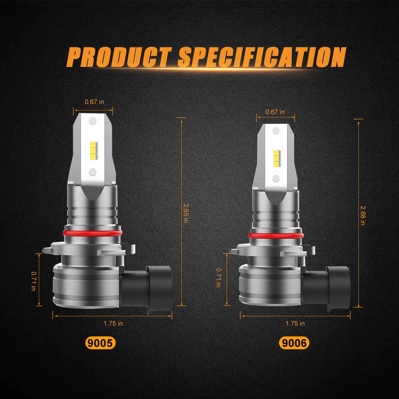 Auxbeam 9005 9006 Combo LED Bulbs Kit Fanless, Z6 Series HB3 HB4 LED Bulbs with EMC Anti-Interference All-in-one Conversion Kit, High Brightness CSP Chips 6500K, (Pack of 4)