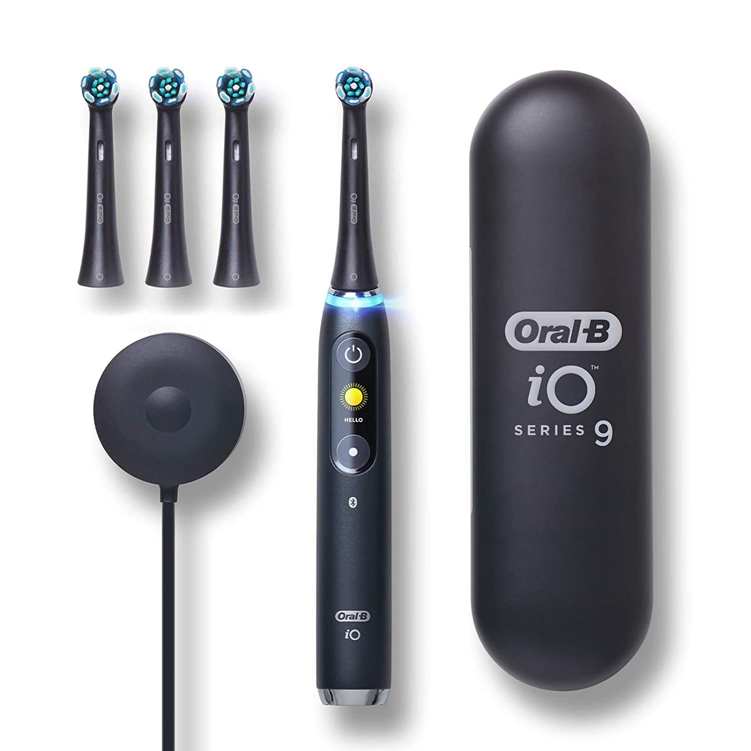 Oral-B iO Series 9 Electric Toothbrush with 3 Replacement Brush Heads, Black Onyx