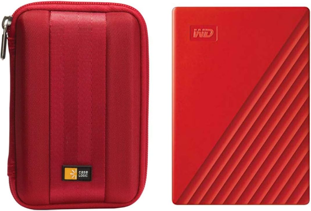 WD 1TB My Passport USB 3.2 Gen 1 Slim Portable External Hard Drive (2019, Black) + Compact Hard Drive Case (Black) (1TB, Black)