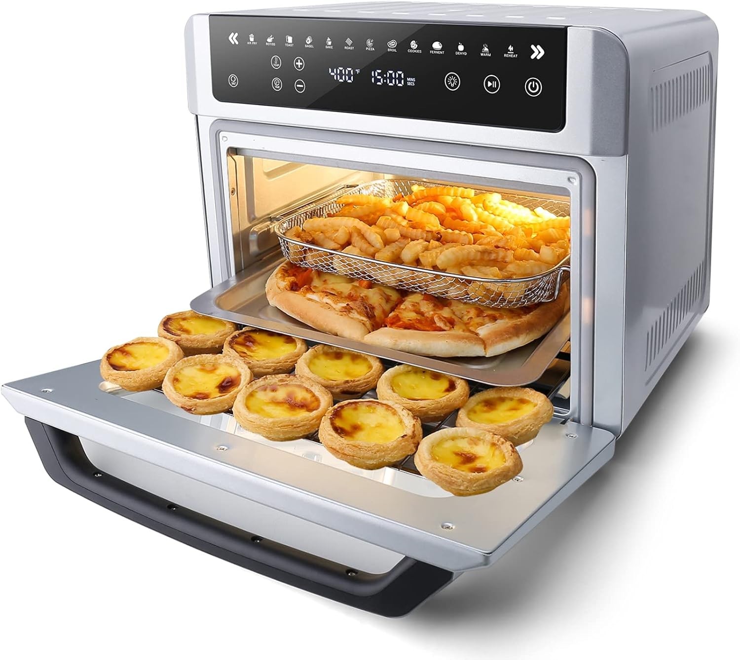 Gevi Air Fryer Toaster Oven Combo, Large Digital LED Screen Convection Oven with Rotisserie and Dehydrator, Extra Large Capacity Countertop Oven with Online Recipes