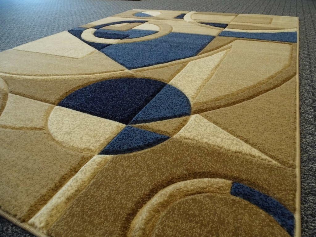 Modern Contemporary 400,000 Point Abstract Area Rug Blue Contempo Design 322 Blue (8 Feet X 10 Feet 6 Inch )