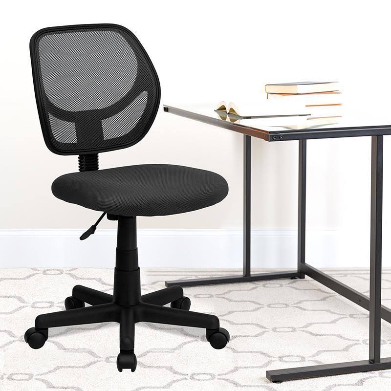 Low Back Gray Mesh Swivel Task Office Chair with Curved Square Back