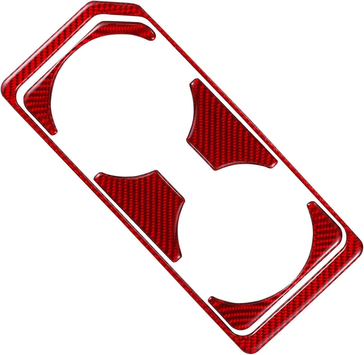 ramuel Compatible with Carbon Fiber Front Cup Holder Panel Sticker Front Cup Holder Frame Decoration Interior Accessories for Ford F150 2015 2016 2017 2018 2019 2020 (Red)