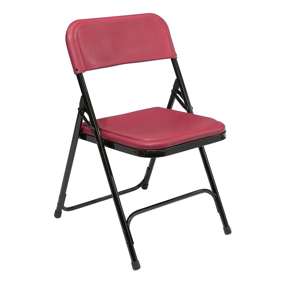 National Public Seating Lightweight Plastic Folding Chairs, Burgundy/Black, Set of 12 Chairs
