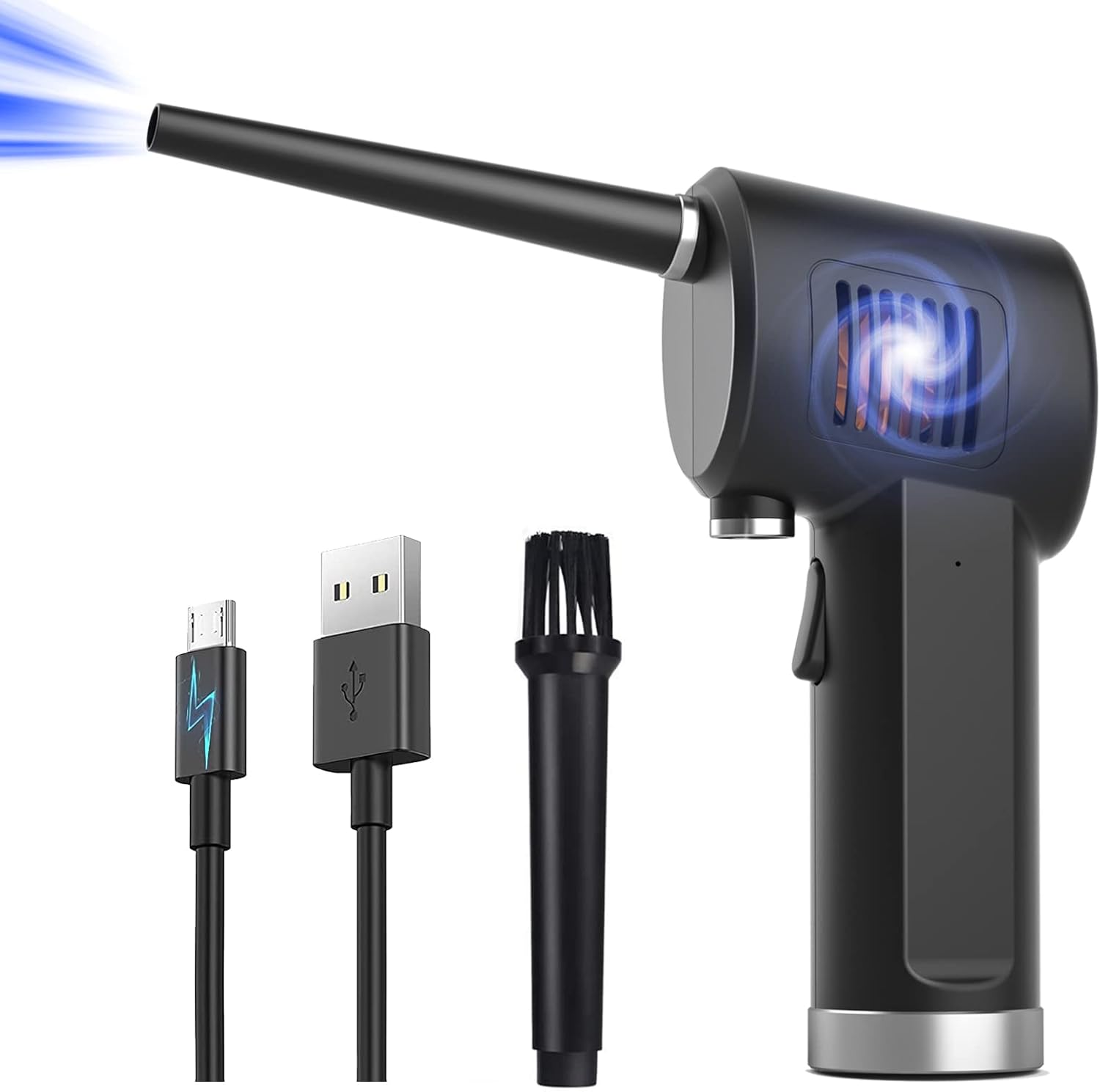 Electric Air Duster, Cordless Air Duster, Rechargeable Compressed Air Duster, 33000 RPM Air Blower, Two Smart Start Modes, Good Replacement for Compressed Air Can, Reusable Dust Destroyer… Pack of 2