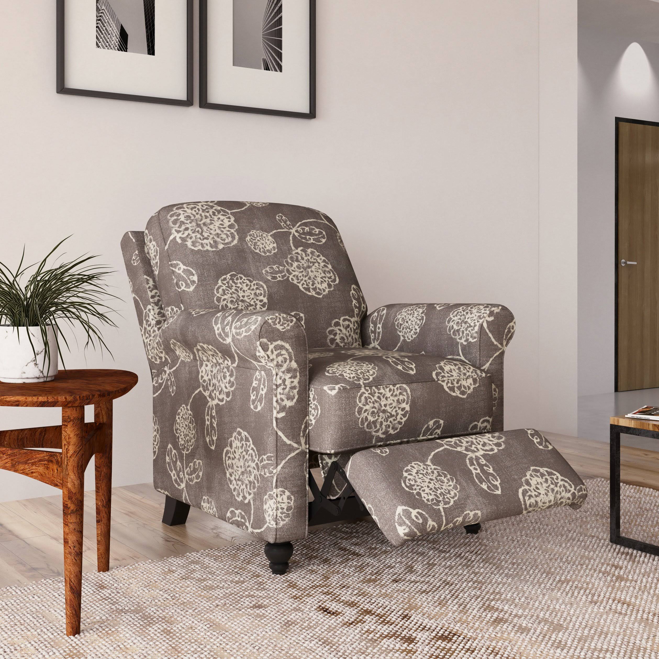 Domesis Chester Hill Rolled Arm Pushback Recliner Blue Floral