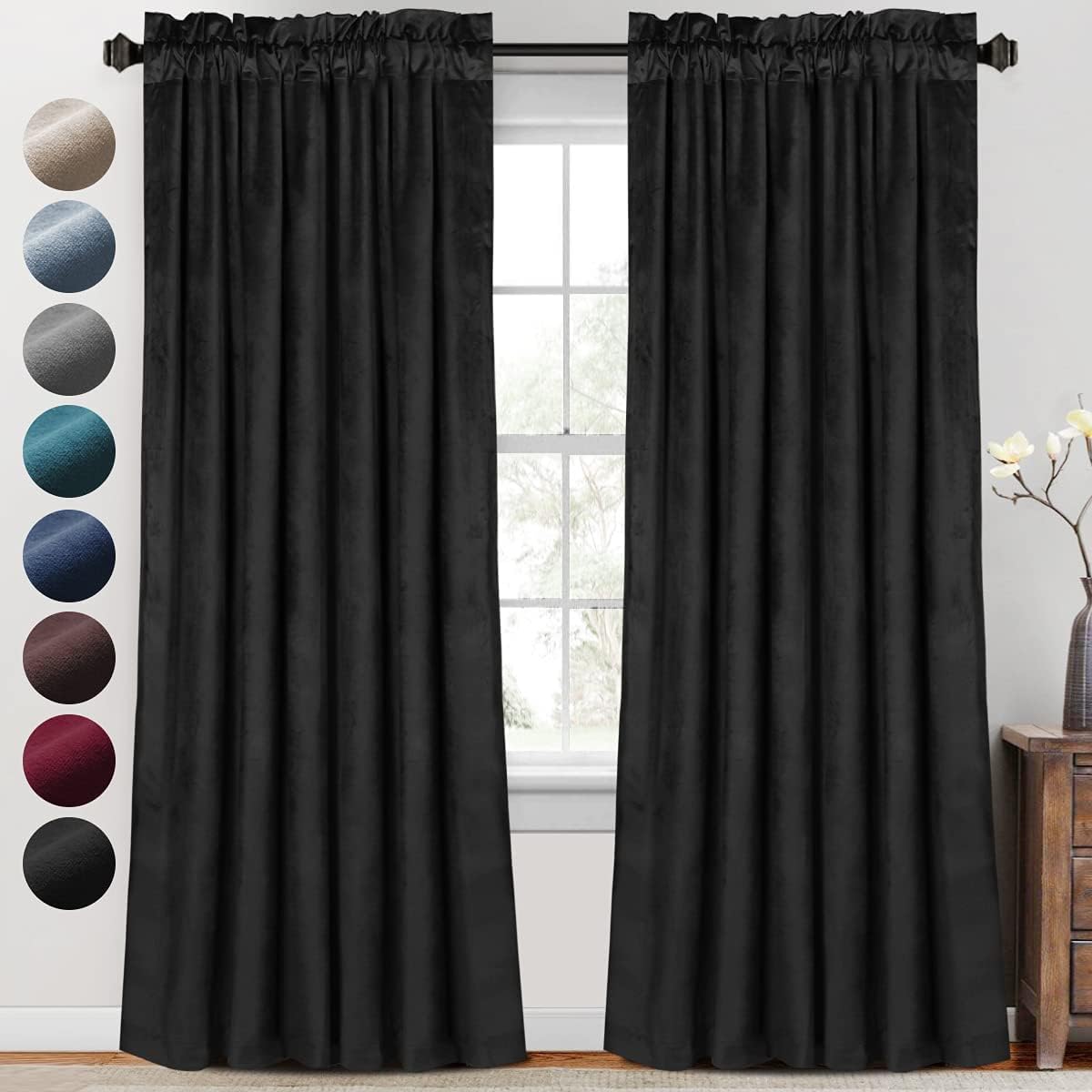 Velvet Curtains Dark Teal Blackout Curtains for Living Room Heavy Duty Rod Pocket Drapery Panels for Bedroom/Guest Room Light Blocking Shades, Privacy Assured, Teal, W52 x L72, 2 Panels