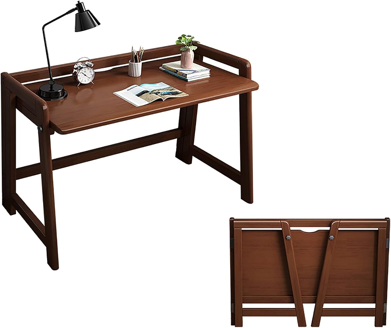 FGFDS No Assembly Folding Computer Desk, PC Laptop Study Table for Home Office Workstation, Writing Table Saving Space (Color : Brown, Size : 33.5X17.7X30.7in)