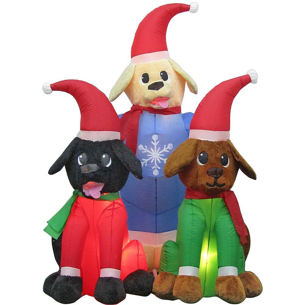 Home Accent Christmas Decoration, Inflatable Plush Lab Puppy Scene 4 ft 7 in