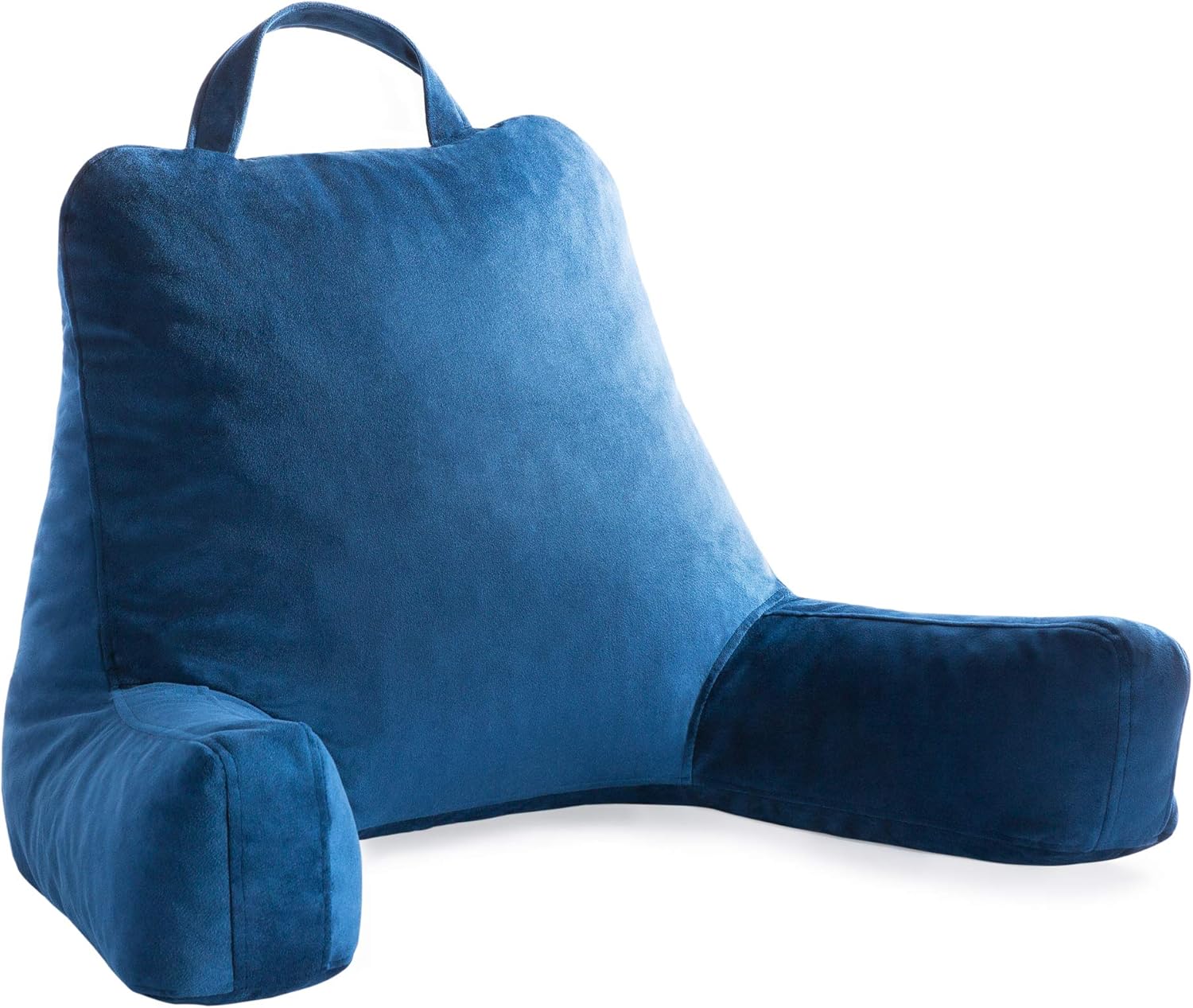 Linenspa Shredded Foam Reading Pillow with Neck Support - Extra Large Design for Adults - Perfect for Back Support While Relaxing, Gaming, Reading, or Watching TV - Soft Velour Cover, Stone