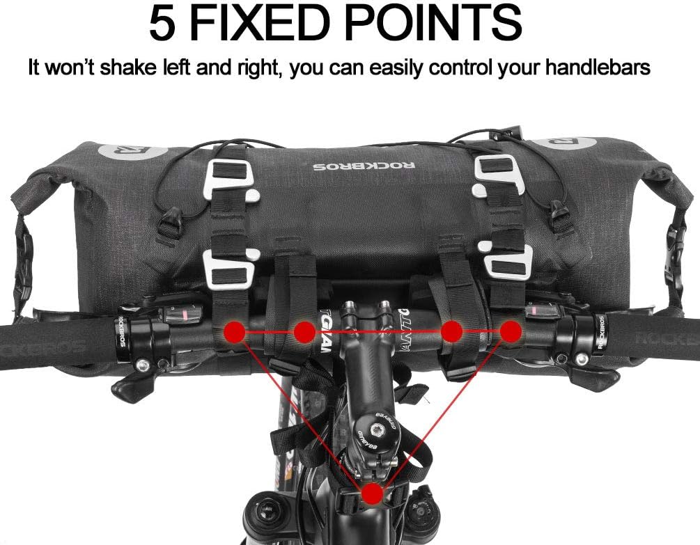 ROCKBROS Bikepacking Bike Handlebar Bag Waterproof Large Dry Pack Bicycle Front Bag Roll for MTB Mountain Road Drop-bar Bikes Bar