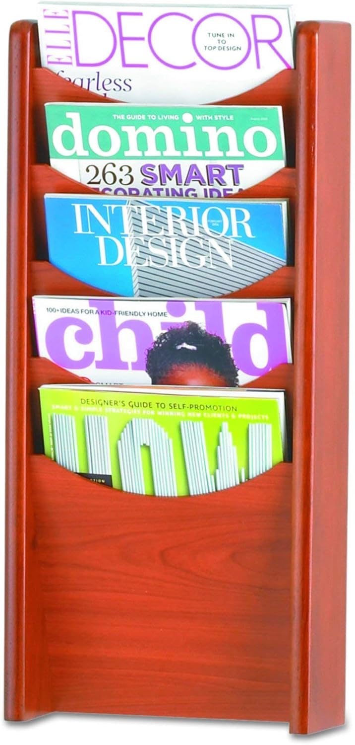 Safco Products 4330MH Wood Magazine Rack, 5 Pocket, Mahogany