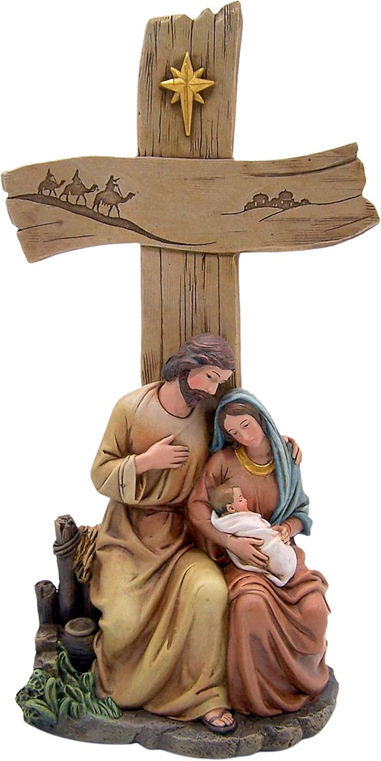 Roman 633310 Holy Family Cross with Wood Finish, 12-inch High Pack of 2