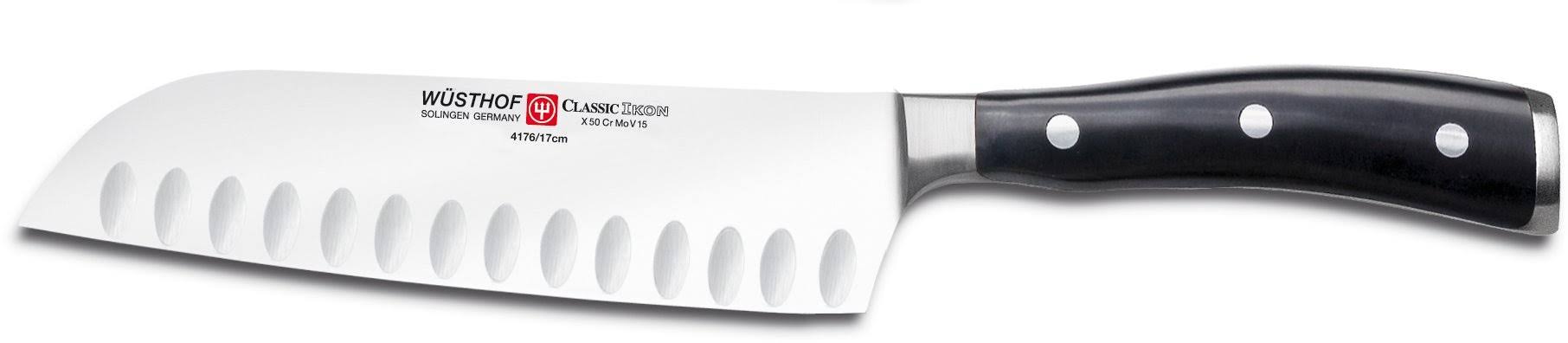 Wusthof WU4176 Classic Ikon 7-Inch Santoku Hollow Edge Black