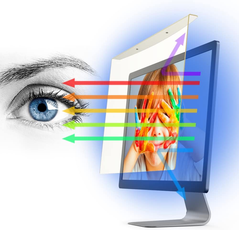 YES2B Universal Diagonal 23-24 inch Removable Acrylic Anti Blue Light Filter for PC, Desktop Monitor, Computer Frame Hanging Type, Eye Protection, Bluelight Blocking, Screen Protector, Clear View for Widescreen 16:9, 16:10 Pack of 2