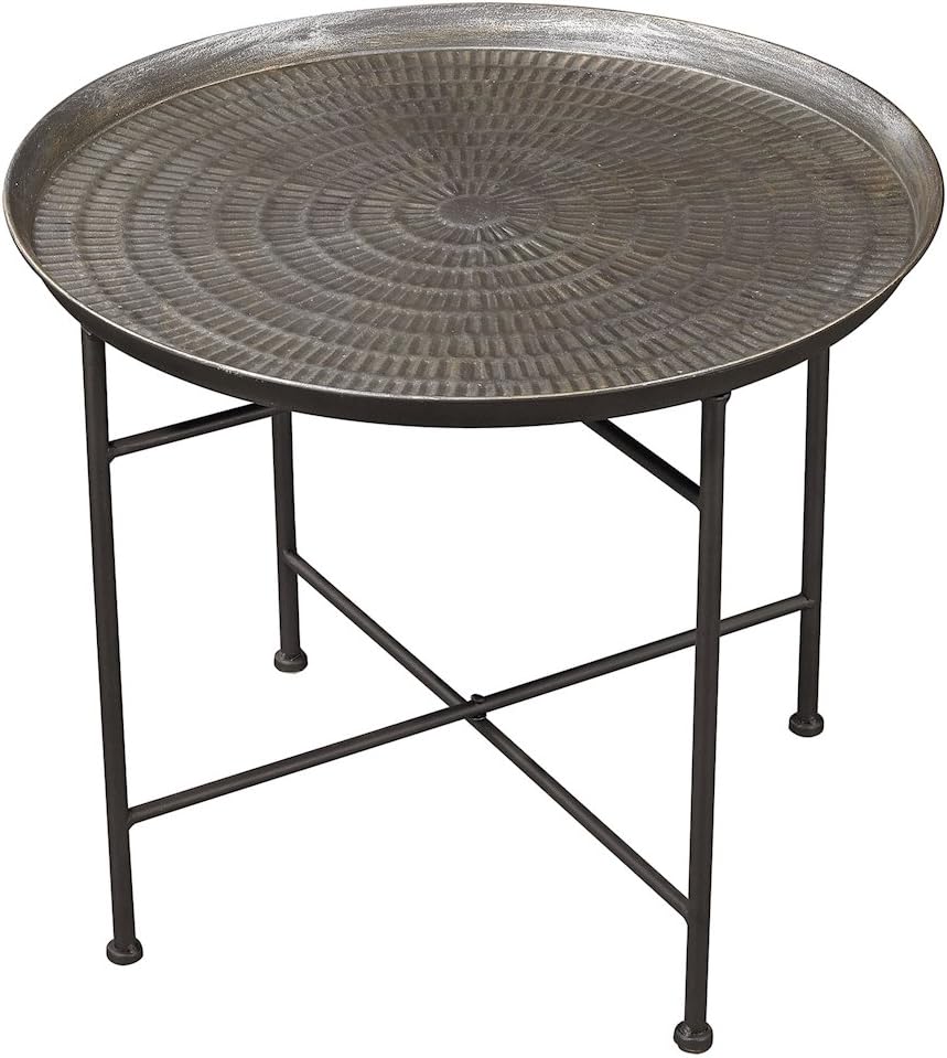 Sterling Home Ignition Embossed Pewter accent table, Gray