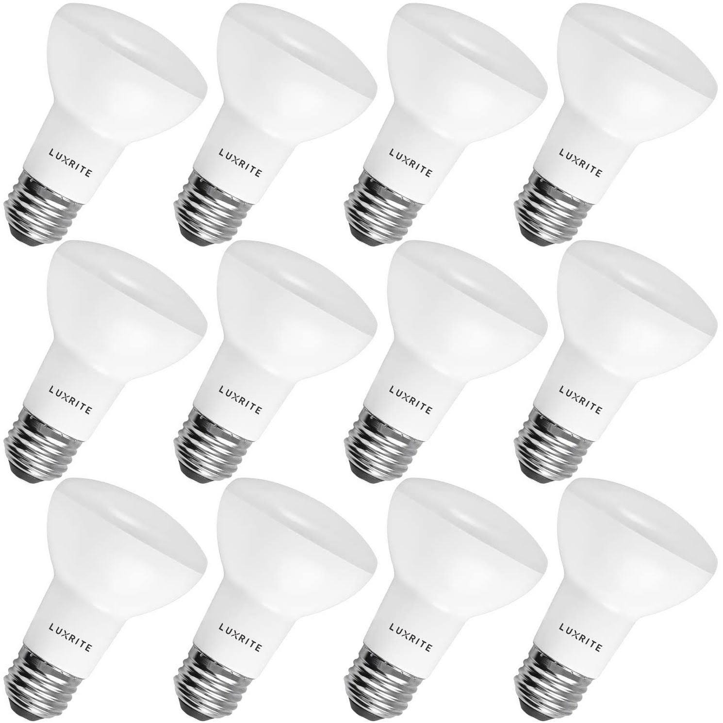 Luxrite BR20 LED Bulb 6.5W\x3d45W Dimmable 460Lm R20 LED Flood Light Bulb Damp Rated UL Listed E26 Base (12 Pack) - 3500K (Natur - Ajnaraintegrity