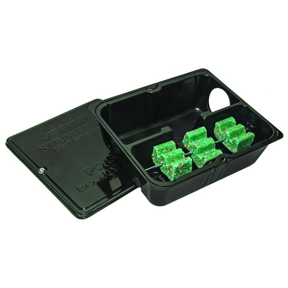 JT Eaton Strongbox Tamper Resistant Steel Bait Station with Solid Lid in Black Powder Coat Finish (12-Pack)