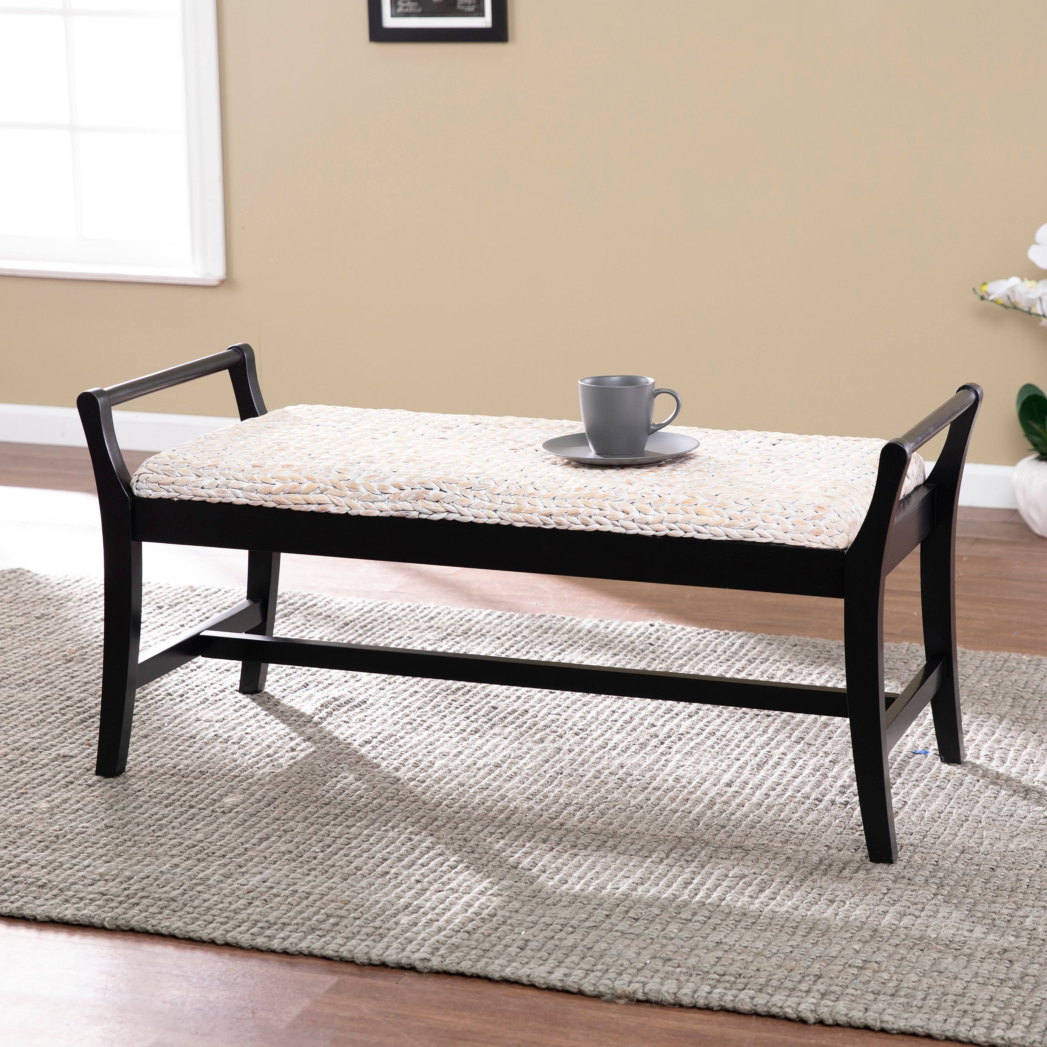 Harper Blvd Kellington Coastal Natural Woven Fiber Bench - Wicker - Wicker/Wood - Natural/Black