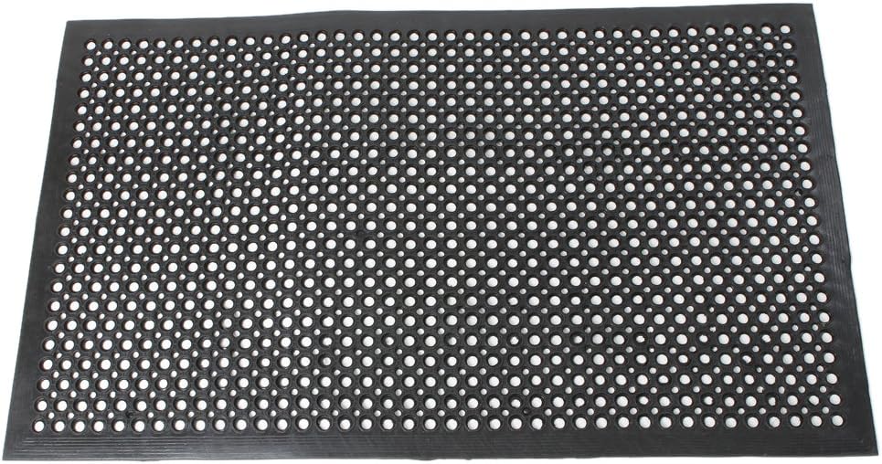 Lovinland Outdoor Mat Rubber Floor Mat Drainage Mat 60 x 35 Inch Non- Slip MatCommercial Heavy Duty Mat for Kitchen Garage Resturant Garden Indoor Outdoor Mat Black