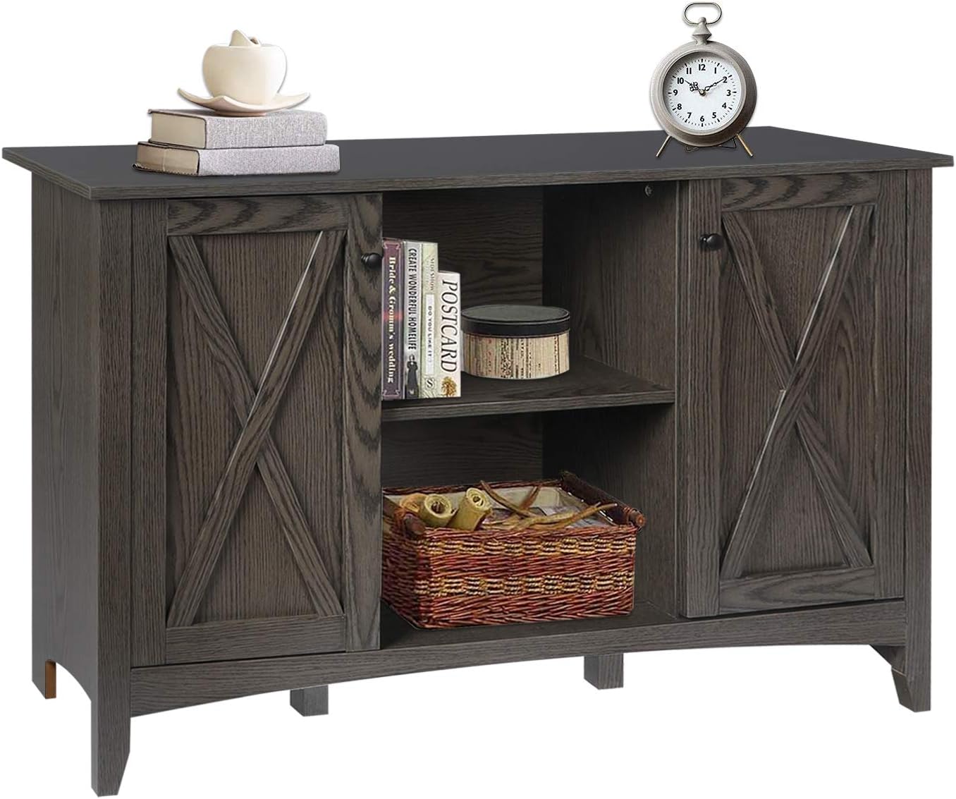 SGHB Accent Cabinet with Doors Entryway Bar with Adjustable Shelves Storage Sideboard Farmhouse Buffet for Living Room Hallway Home Kitchen (Brown)
