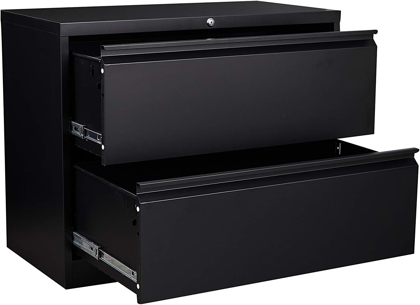 STEELCUBE 2 Drawer Lateral File Cabinet, 2 Drawer Lateral File Cabinet with Lock, Metal Lateral File Cabinet for Home and Office. (Black)
