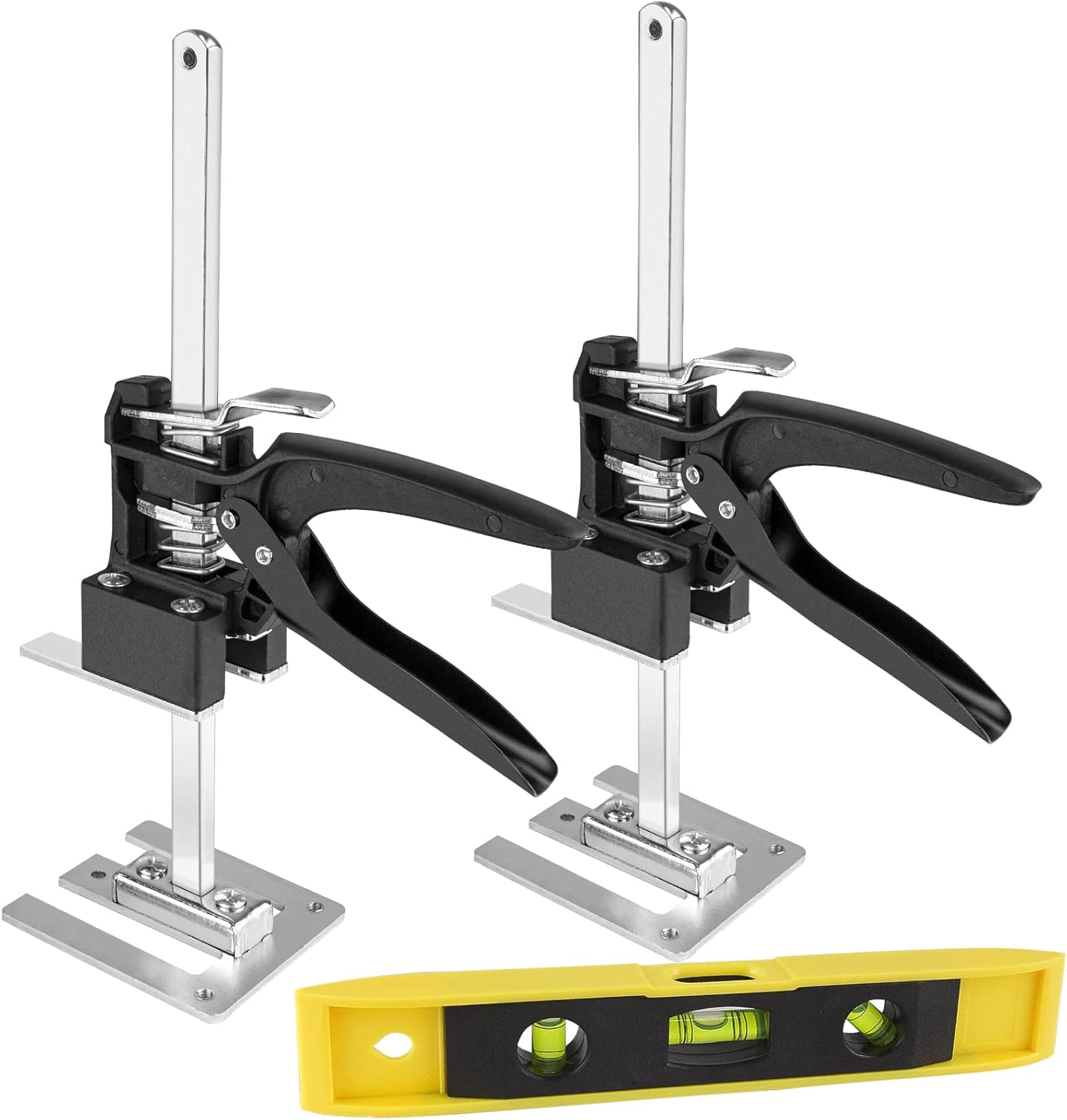 Labor Saving Arm Jack,12-Inch Hand Jack Lift Tool 2 Pack, Lever Arm Lifter with Level Ruler, Drywall Lifts, Furniture Jack Lifter, Tool for Floors Doors Cabinet Installation Pack of 2
