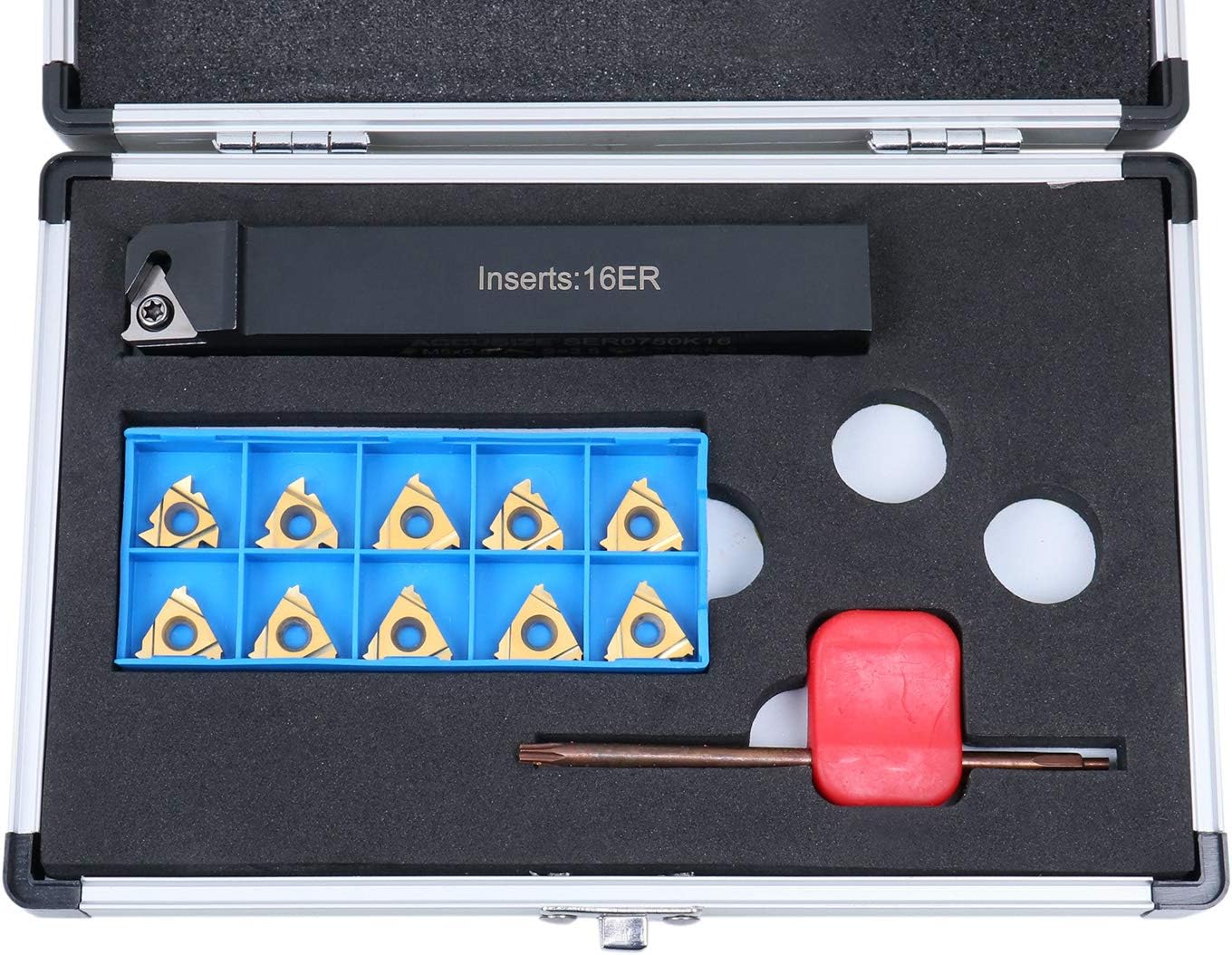 Accusize Industrial Tools 3/4'' Shank Indexable Thread Tool Set, 12Pcs Un External Thread Right, 0028-0283