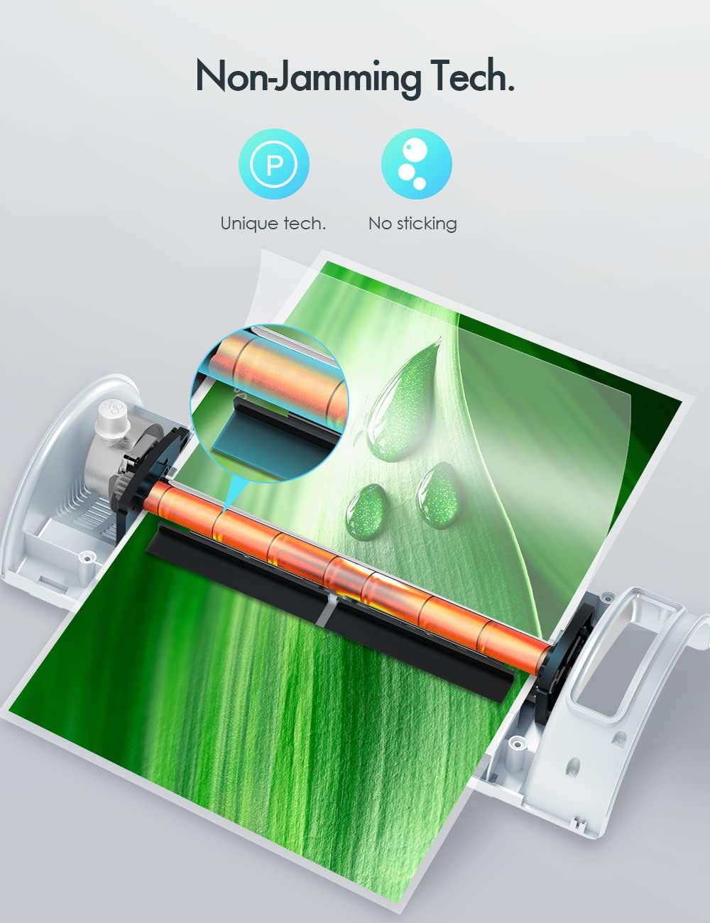 Sinopuren Laminator Machine, Never Jam Technology, 9inches Quick 1min Warm-up, Dual Mode Thermal & Cold Laminating Machine for Office/School/Home, White