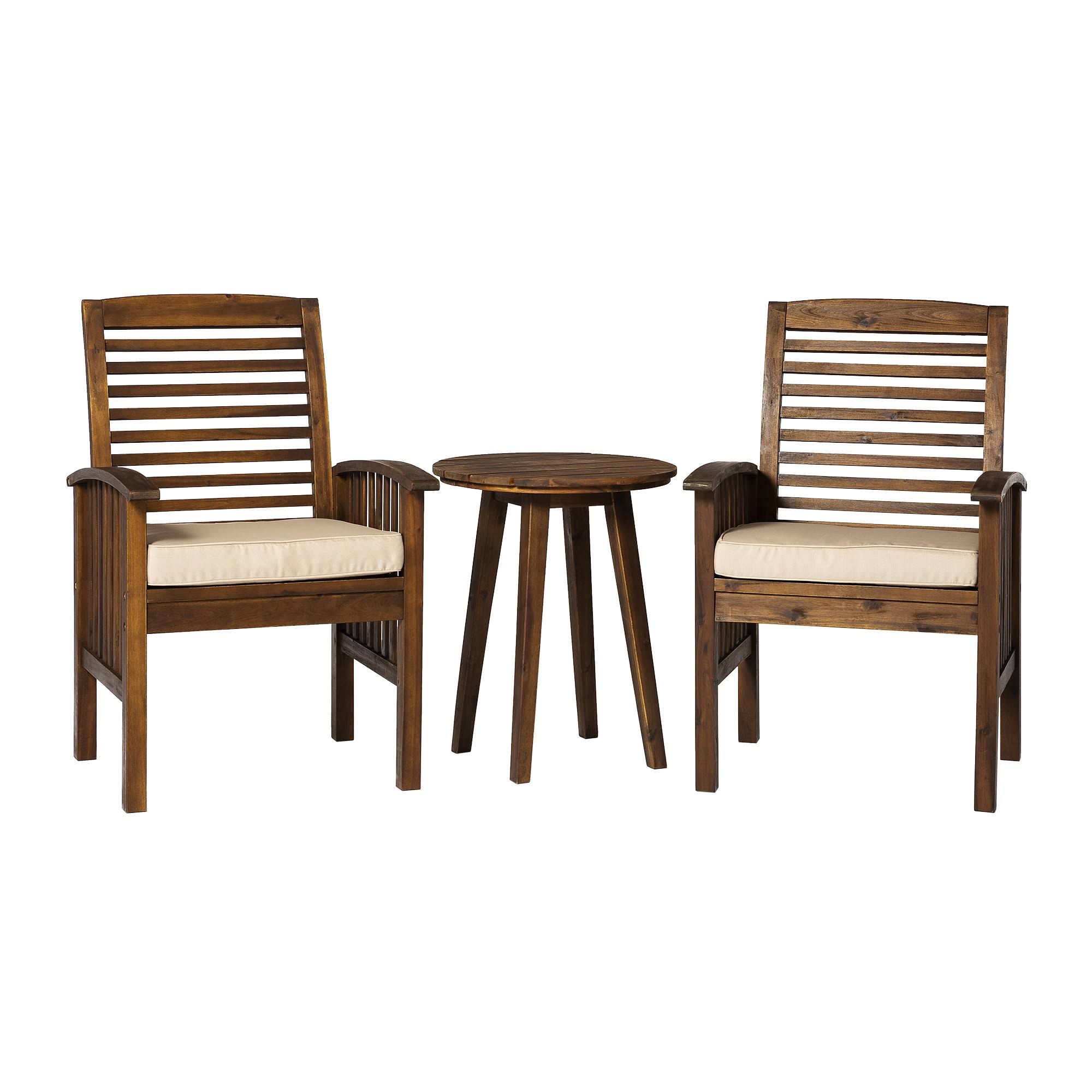 Walker Edison 3-Piece Acacia Wood Conversation Set - Dark Brown