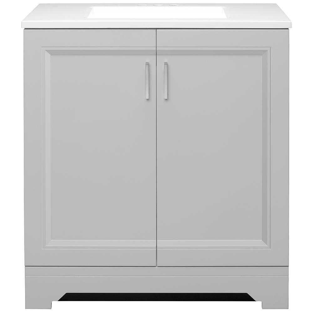 Glacier Bay Willowridge 30-1/2 in. W Bath Vanity in Dove Gray with Cultured Marbled Vanity Top in White with White Sink