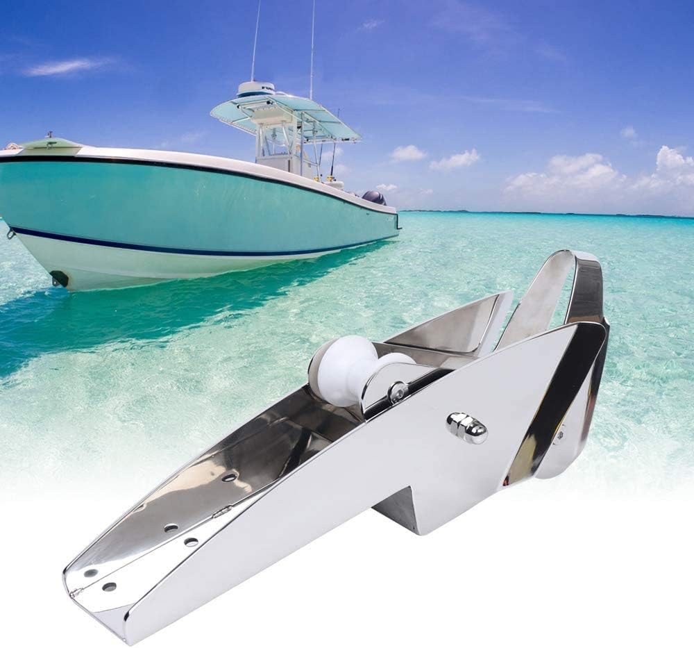 ISURE MARINE AISI 316 Stainless Steel Hinged Self-Launching Bow Anchor Roller with pivoting Dual-Roller 16.5'' for Marine Yacht Docking Accessories
