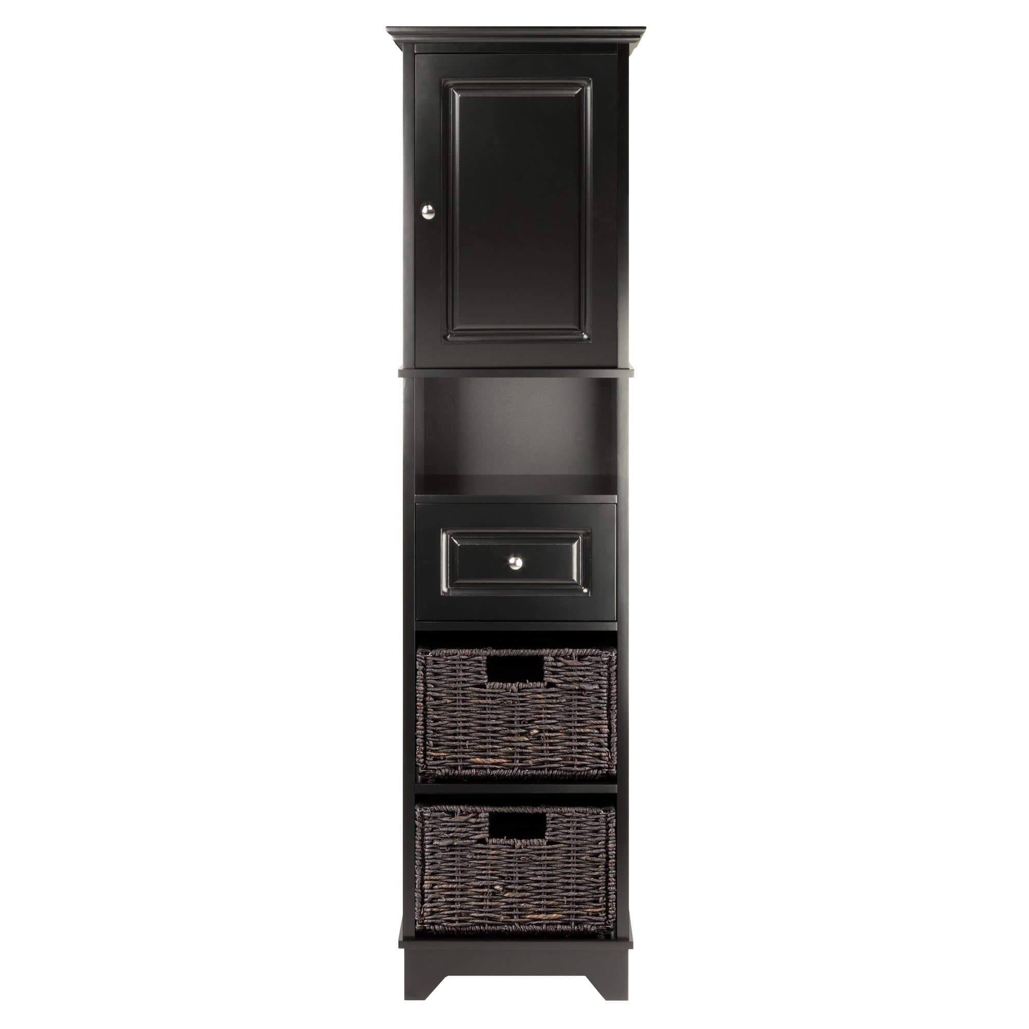Winsome Wood Wyatt Tall Cabinet with Baskets Drawer DOOR, Black