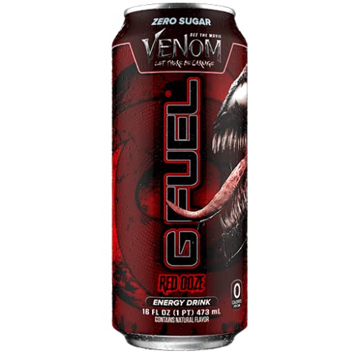G Fuel, Sugar Free Energy Drink, Venom Carnage Red Ooze, 16 fl oz (12 cans) Pack of 2