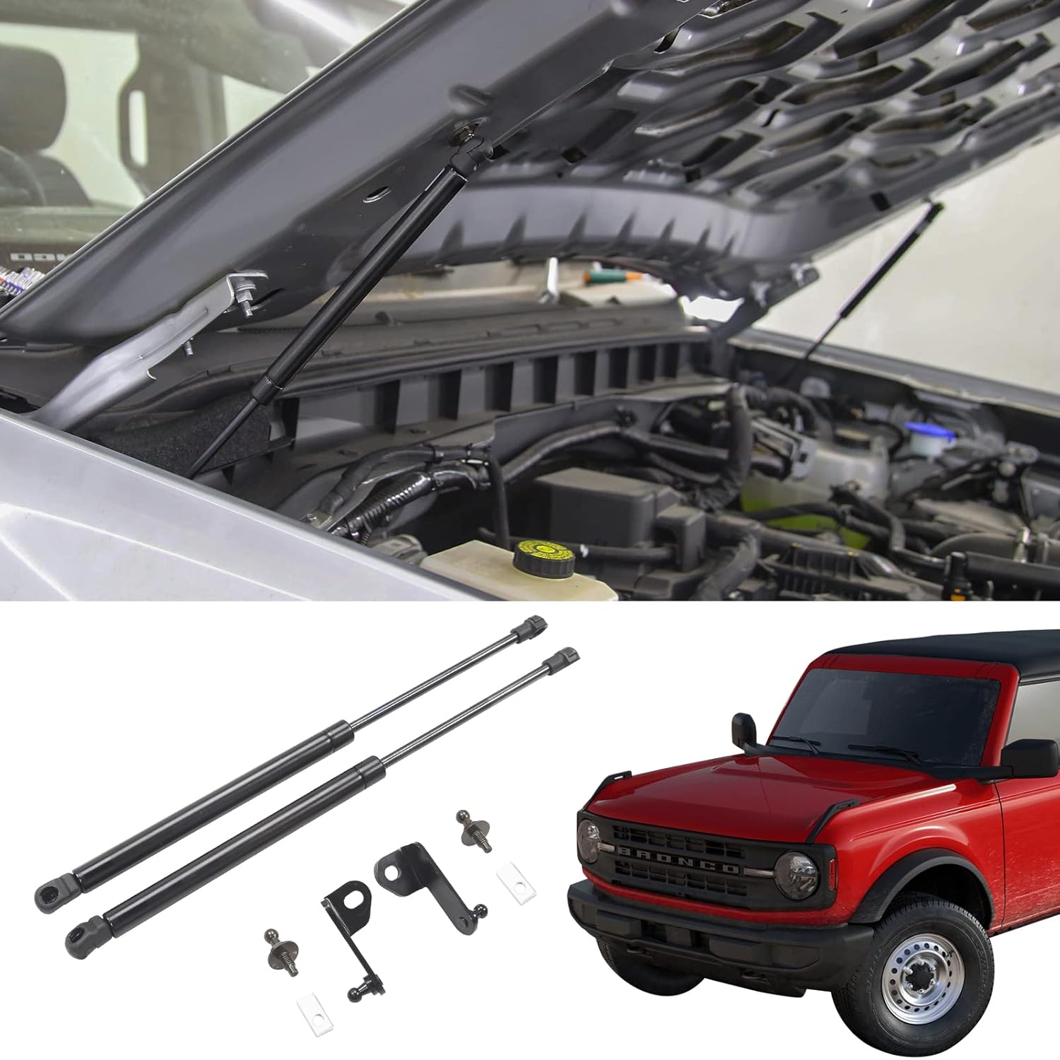 Maxzina Fit 2021 2022 Ford Bronco Hood Lift Supports Shock Struts Gas Springs Shocks for 2022 Ford Bronco Accessories 4 Door(2 PCS)