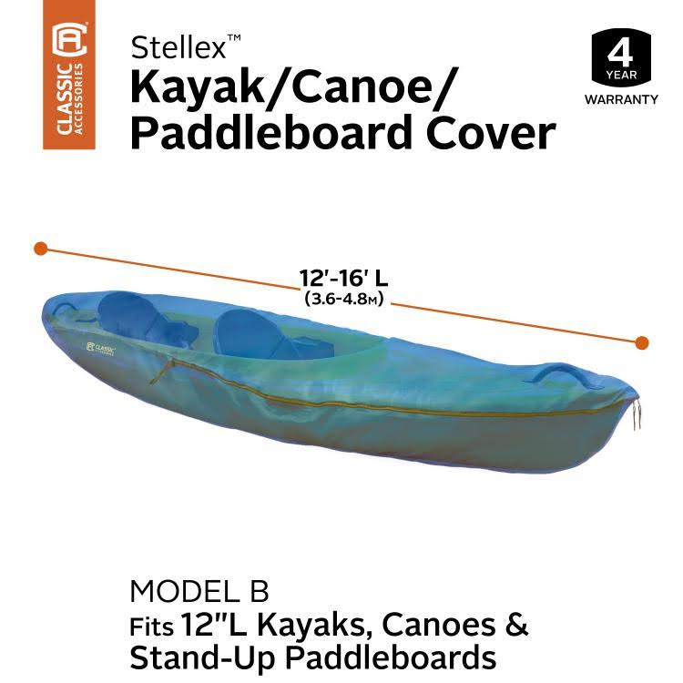 Classic Accessories Stellex Canoe, Kayak and Stand-Up Paddleboard COVER, Fits Up to 12&-16&l, Model 2, Blue