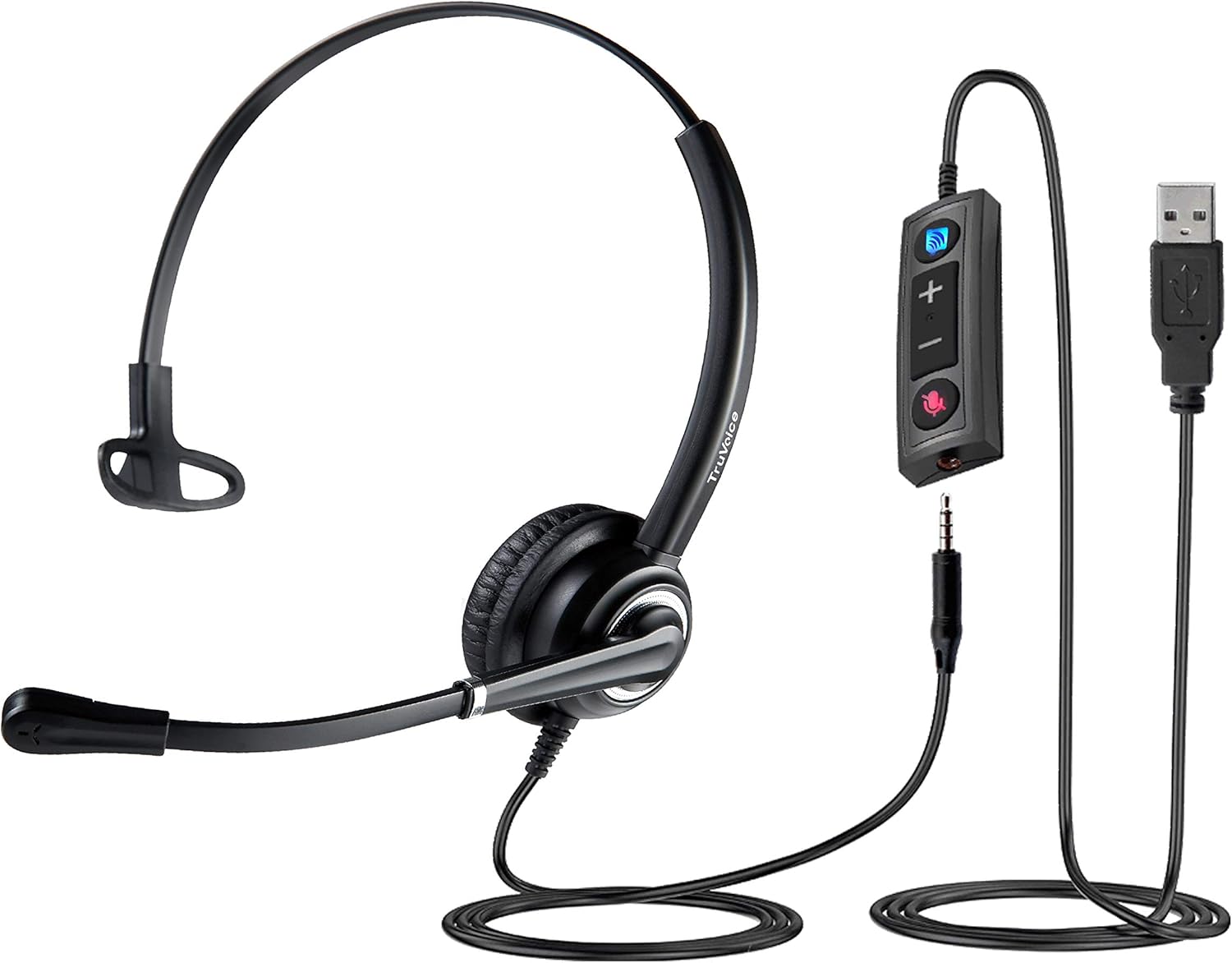 VoicePro 30 Premium USB Office Headset with Noise Canceling Microphone, in-Line Call Controls and Detachable 3.5mm for Smartphones. Compatible with Skype, Dragon, Teams, Zoom, Cisco Jabber, Avaya X Pack of 2