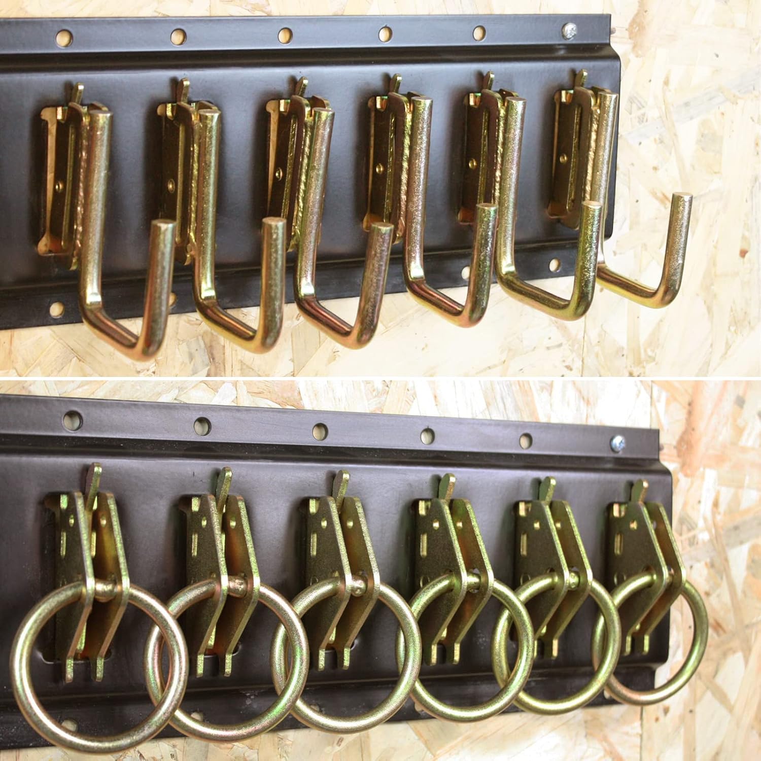 ENJ E Track Tie Down Kit, 4 Black 1ft E Track Rails&nbsp;&&nbsp;6 E Track J Hooks&nbsp;&&nbsp;6 O Rings, E Track Accessories, 16 PCS